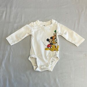 H&M X Disney White Bodysuit with Mickey Mouse Print